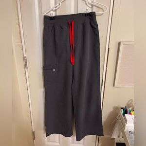 Figs, Women’s Gray Pants with Red Drawstring